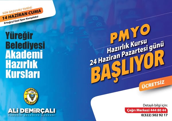 YÜREĞİR BELEDİYESİ PMYO HAZIRLIK KURSU KAYITLARI BAŞLADI