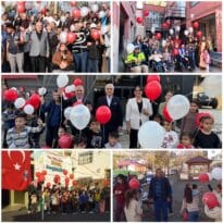 Kırmızı beyaz renklerle birlik beraberlik mesajı…