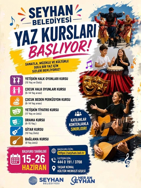 SEYHAN BELEDİYESİ YAZ KURSLARI İÇİN KAYITLAR BAŞLADI